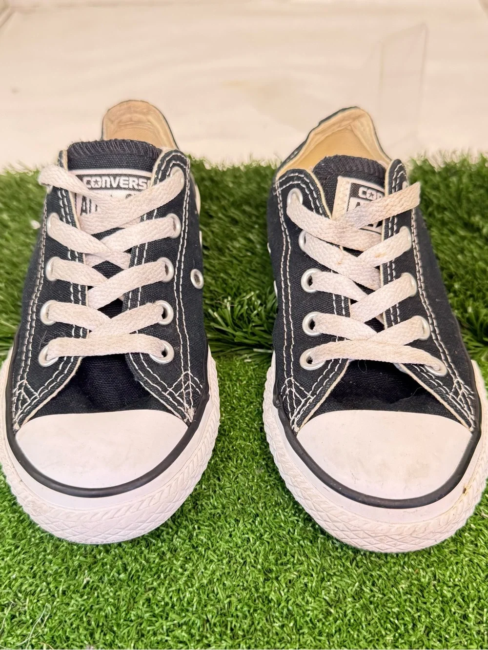 Converse Kids Low-Top Canvas Sneakers in Black and White